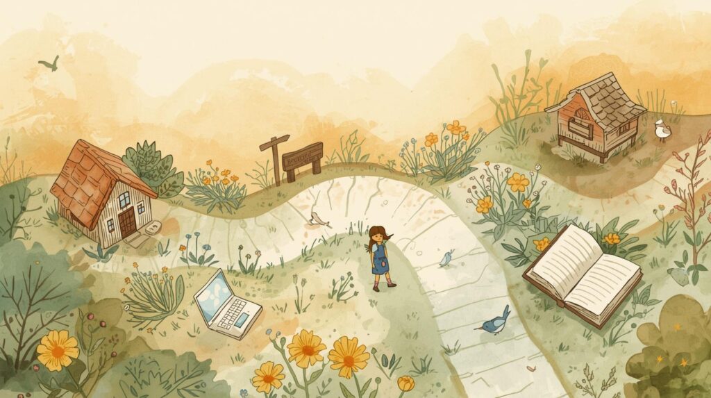 「絵本風の風景イラスト